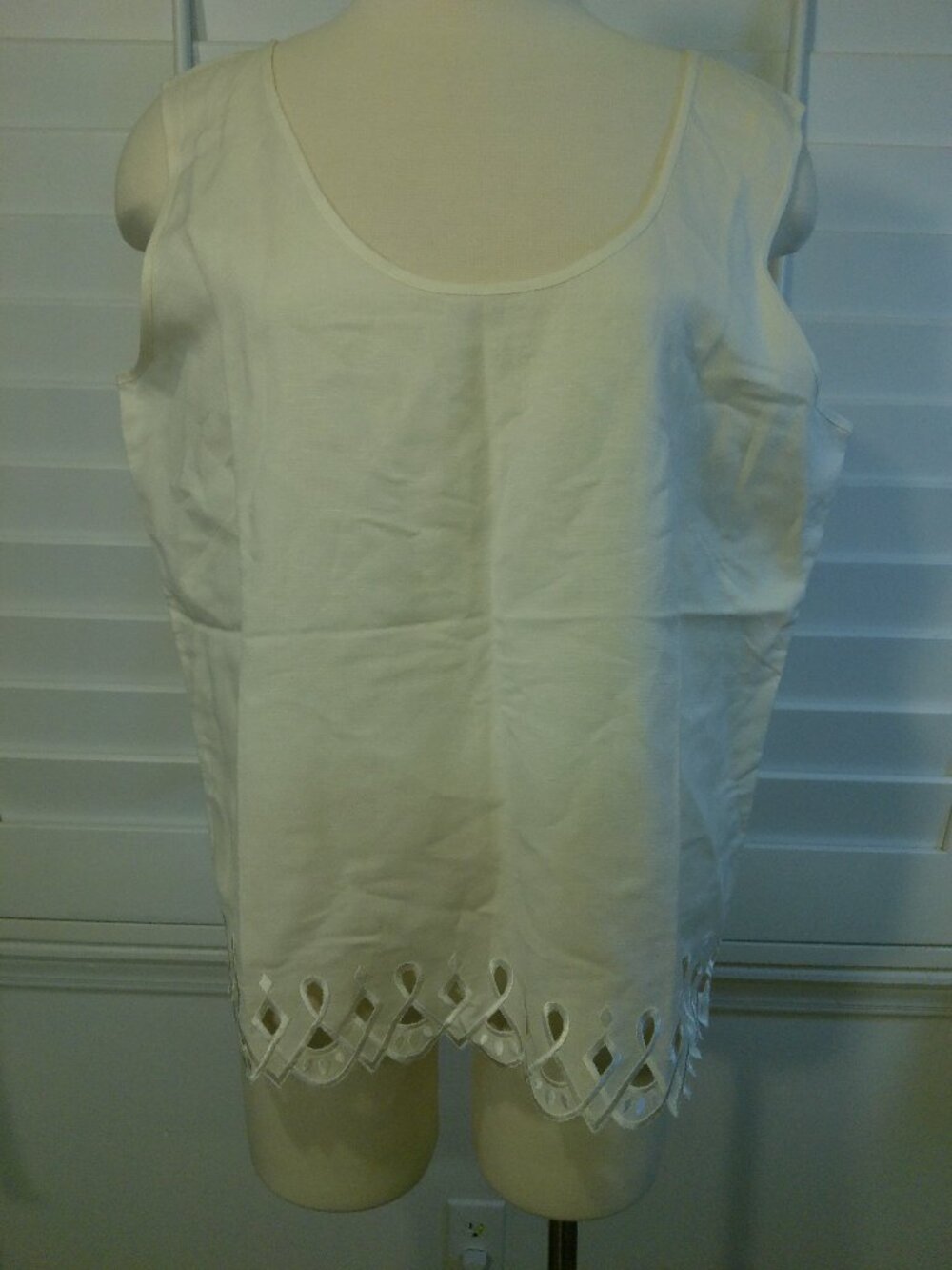Embroidered Trim Bob Mackie Wearable Art Linen Blend Sleeveless Size XL
